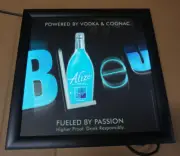 Alize Bleu French Vodka & Cognac LED Lighted Bar Sign New in Box