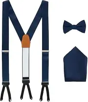 [Trafalgar] Sutton Solid Color Silk Brace Bow Tie & Pocket Square Combo