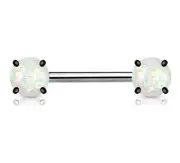 Dynamique Opal Glitter Front Facing Prong 316L Surgical Steel Nipple Barbell