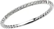 [Dainty and Elegant Gold Rings] 14k White Gold Dainty Diamond Stackable Rope Design Ring