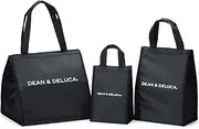 DEAN & DELUCA Cooler Bag Set - Black, 3 Sizes (S: 10.2" x 6.9" x 5.1", M: 13.8" x 9.8" x 6.7", L: 37.5" x 36.2" x 11.5") - Insulated Lunch Bag for Women & Men - Eco-Friendly - 3 Count