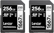Lexar 256GB (2-Pack) Professional 1667x SDXC Memory Cards, UHS-II, C10, U3, V60, Full-HD & 4K Video, Up to 250MB/s Read, for Professional Photographer, Videographer, Enthusiast (LSD1667256G-B2NNU)