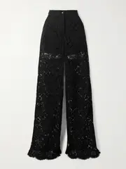 [Dolce & Gabbana] Dolce & Gabbana - Corded Lace Wide-leg Pants - Black - IT36 IT 36 Black