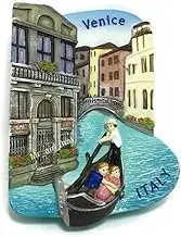 WitnyStore Tiny 2⅝" Gondola and Buildings in Venice Venezia Italy - Miniature Hand Made Resin 3D Europe Landmark Tourist Attractions Decorative Refrigerator Magnets Collectible Traveler Souvenir Gifts