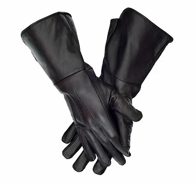 Leather Gloves Long Arm Cuff Men's Medieval Renaissance Gauntlet