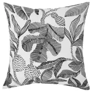 BROKDRACENA cushion cover, black/white floral pattern, 50x50 cm