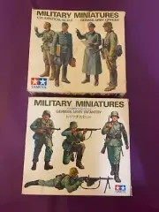 2 Tamiya Military Miniatures Toy Soldier Sets - German Army Infantry & Officer
