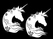 Floral Unicorn Two Pack 5" White Vinyl Decal Car Window Laptop Tablet Tumbler