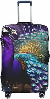 [FSCEV] Purple Peacock Trolley Suitcase Protective Cover Business Travel Luggage Protector Fashion 18-32 Inches, White, S