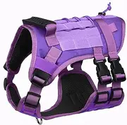 Tactical Dog Harness for Medium Large Dogs No Pull, Military Dog Harness with Handle,Service Dog Vest with Molle & Loop Panels, Adjustable Pet Harness for Training Hunting Walking