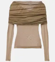 [Christopher Esber] Christopher Esber Sonora Veiled ruched top AU 6 green