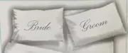 CYNTHIA ROWLEY Bride & Groom Silver Standard Cotton Pillowcases Set Of 2