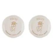 2x Splosh Mystique Trinket Dish Pisces/Ceramic Zodiac Plate Decor White 10cm