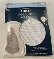 HALO 3-Way Baby Swaddle Sleep-Sack Gray Dot Cotton NB Birth to 3 Months, New
