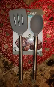 Farberware Gray 2-Piece Tool Set-Slotted Turner & Basting Spoon-Dishwasher Safe