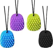 4 PCS Chew Necklace - Silicone Fidget Necklace, Nail Biting Treatment for Kids, Thumb Sucking Stop for Kids, Nail Biting Treatment for Adults, YQZIYOU