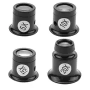 4PCS Loupe Eyeglass Magnifiers Set 5X 10X 15X 20X Watch Repair Loupe Magnifier Set Magnifying Glass for Watch Jewellery Black
