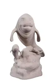 Manatees Fountain Sculpture Home Garden Décor Accent Yard Sealife Statue
