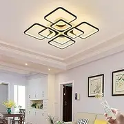 Jaycomey 70W Modern Ceiling Light Fixture, Dimmable LED Flush Mount Ceiling Chandelier Lighting, 8-Rectangle Acrylic Ceiling Lamp Fixture for Living Dining Room Bedroom (Black,White)