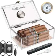 Scotte Acrylic Cigar Humidor Jar/case/Box with Humidifier and Hygrometer,humidor That can Hold About 16-20 Cigars (Clear) (Clear-1)