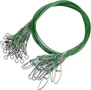 uxcell Fishing Wire Leaders 20", 15 Pack 150lb High Strength Carbon Steel Nylon Coated Fishing Line with Swivel Snap for Saltwater Freshwater, Green