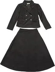 [Hobemty] Women's 2 Piece Skirt Suit Set 2025 Fall Winter Double Breasted Blazers and A-Line Skirts