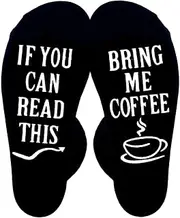 [Yreamont] Funny Coffee Gifts Socks for Boyfriend Husband Christmas Birthday Gifts for Coffee Lover Gifts for Daughter Son Novelty Gifts for Women Men Coffee Themed Gifts for Mom Dad Coffee Crew Socks, Black,