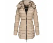 Khaki Womens Hooded Quilted Jacket