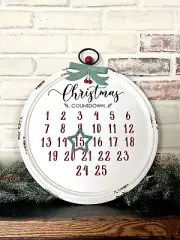 Christmas Countdown Calendar, Christmas Countdown Ornament Bulb, Farmhouse Decor