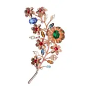 PAPIER FLORAL BROOCH IN METAL, PEARL AND SWAROVSKI CRYSTALS One size multi-color