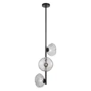 Zecca 3 Light Vertical Pendant, Black Smoke