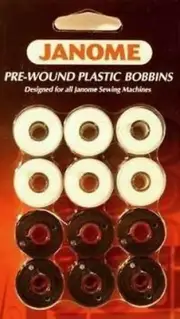 12 Pack Pre-Wound Plastic Bobbins White and Black Thread