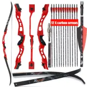 TOPARCHERY Archery 66" Takedown Recurve Bow and 12PCS Arrows SET Aluminum Riser