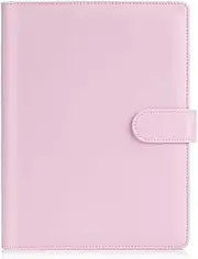 ACEmedia A5 PU Leather Binder 6-Ring Notebook Binder Cover for A5 Filler Paper, Refillable A5 Binder with Magnetic Buckle Closure, Purple [Inner Paper Not Included.] (Pink)