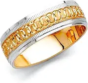 [JewelryWeb] 14k Yellow Gold and White Gold 6mm Sparkle Cut Wedding Band Ring Size 7-Wedding-Band for Women and Men