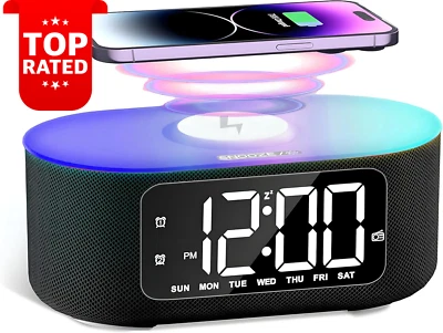 White Noise Machine Alarm Clock Bluetooth Speaker Wireless Charger Night Light