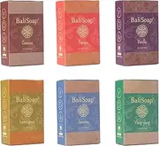 Bali Soap - Green Collection - Natural Soap Bar Gift Set, Face Soap or Body Soap, 6 pc Variety Soap Pack (Coconut, Papaya, Vanilla, Lemongrass, Jasmine, Ylang-Ylang) 100g each