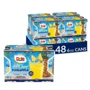 Dole Pineapple Juice 100 Juice No Added Sugar 48 Cans 6 Fl Oz Each