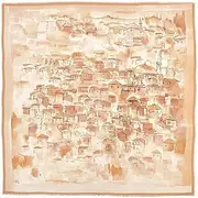 [Generic] Elegant 120x120cm Modal Shawl, Istanbul Design, Peach & Cream, Peach/Cream