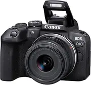 Canon EOS R10 Mirrorless Camera + RF-S 18-45 mm F4.5-6.3 is STM Lens + Adapter EF-EOS R (Hybrid Camera, DSLR Upgrade, 15 B/s, 4K Videos, Dual Pixel CMOS AF II Focus System, WLAN) Black