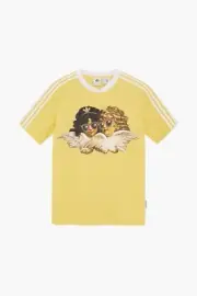 Adidas X Fiorucci Milan Italy Collab Womens T Shirt Yellow Angels Logo Sz XS 32