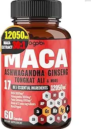 17in1 Maca Extract 30:1 Capsules - Equivalent 12050mg. With Ashwagandha, Ginseng, Tongkat Ali & More - Immune, Mood, Energy Support - 60 Caps - 2 Month Supply