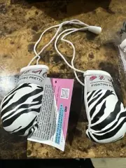 Fighting Pretty Mini BOXING GLOVES 3.5 Inch New Hang From Car Mirror Zebra
