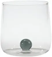 Zafferano Bilia Glass Cups - Handmade Borosilicate Glass, Decorated with Colourful, Coloured Glass Ball Inside, cl 44 h 90 mm D 88 mm - Set of 6 (Grey)
