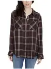 Sanctuary Women's Purple Plaid Long Sleeve Button Up Top Size MEDIUM