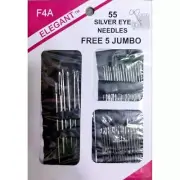 SILVER EYE NEEDLES &PINS STITCH & SEW SEWING SET +FREE 5 JUMBO Needle Set of 55