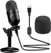 VOHALO USB Microphone, Condenser Microphone Computer with Cardioid Pattern for Gaming, Streaming, Podcasting, Twitch, YouTube, Discord, Compatible with Desktop Laptop, Black