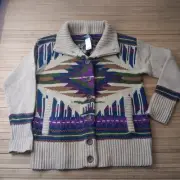 NWT Eddie Bauer Cardigan Button Southwestern Aztec Sweater XL Wool/Alpaca Blend