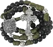 Nazareth Store St Michael Paracord Rosary Beads Rugged Rosary Necklace Strong Corded Catholic Pardon Crucifix