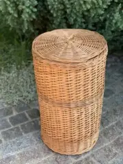 wicker laundry hamper storage basket with lid natural rattan woven round laundry